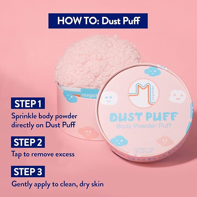 Megababe Body Powder Applicator - Dust Puff | Oversize (6” x 3”) Powder Puff | Powder Sold Separately