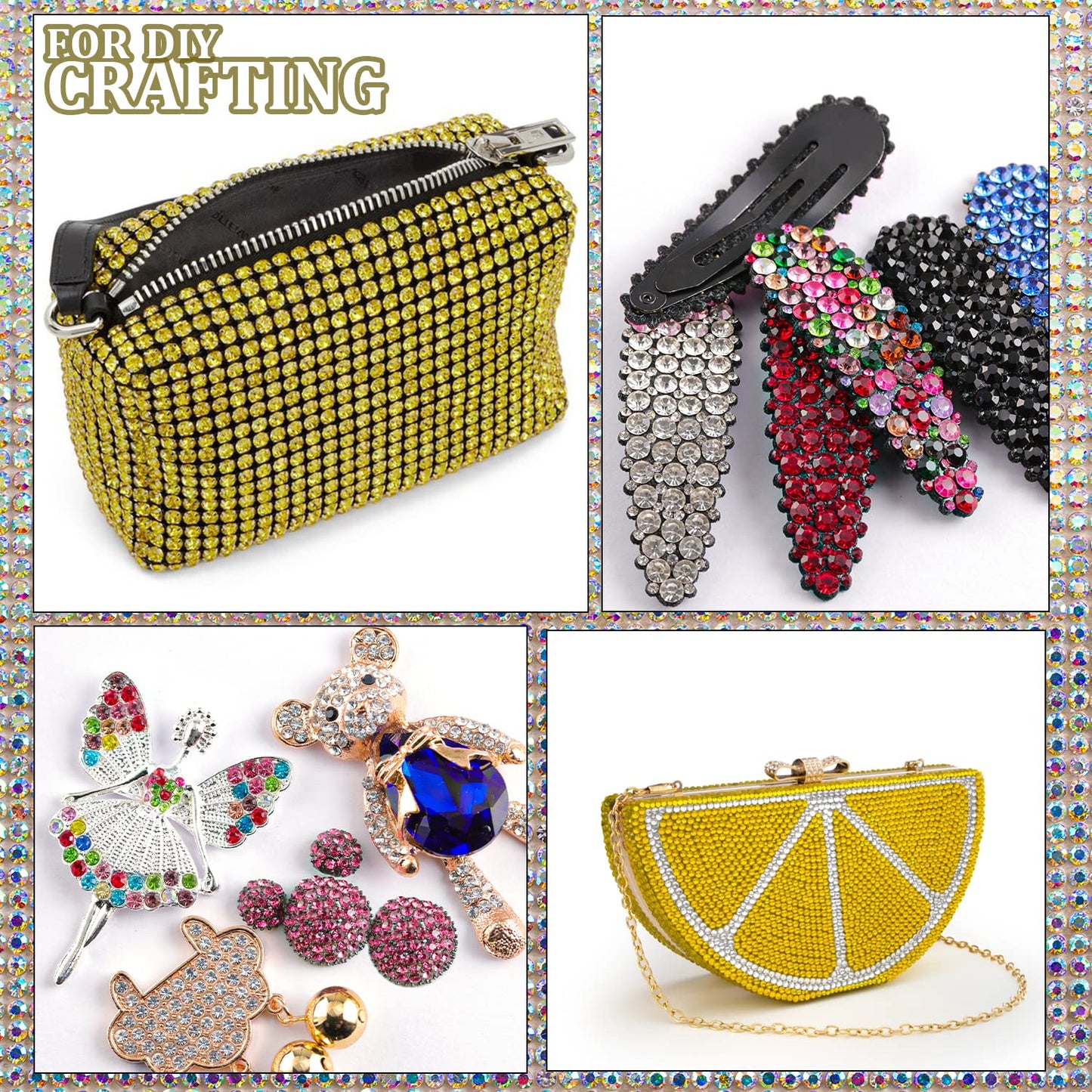 Two Packs of Flatback Rhinestones 4520 Pcs Colorful Nail Art Rhinestones Flatback Crystal Colorful+Lemon Yellow Rhinestone with Picker Pencil and Tweezer for Nail Art and Decoration