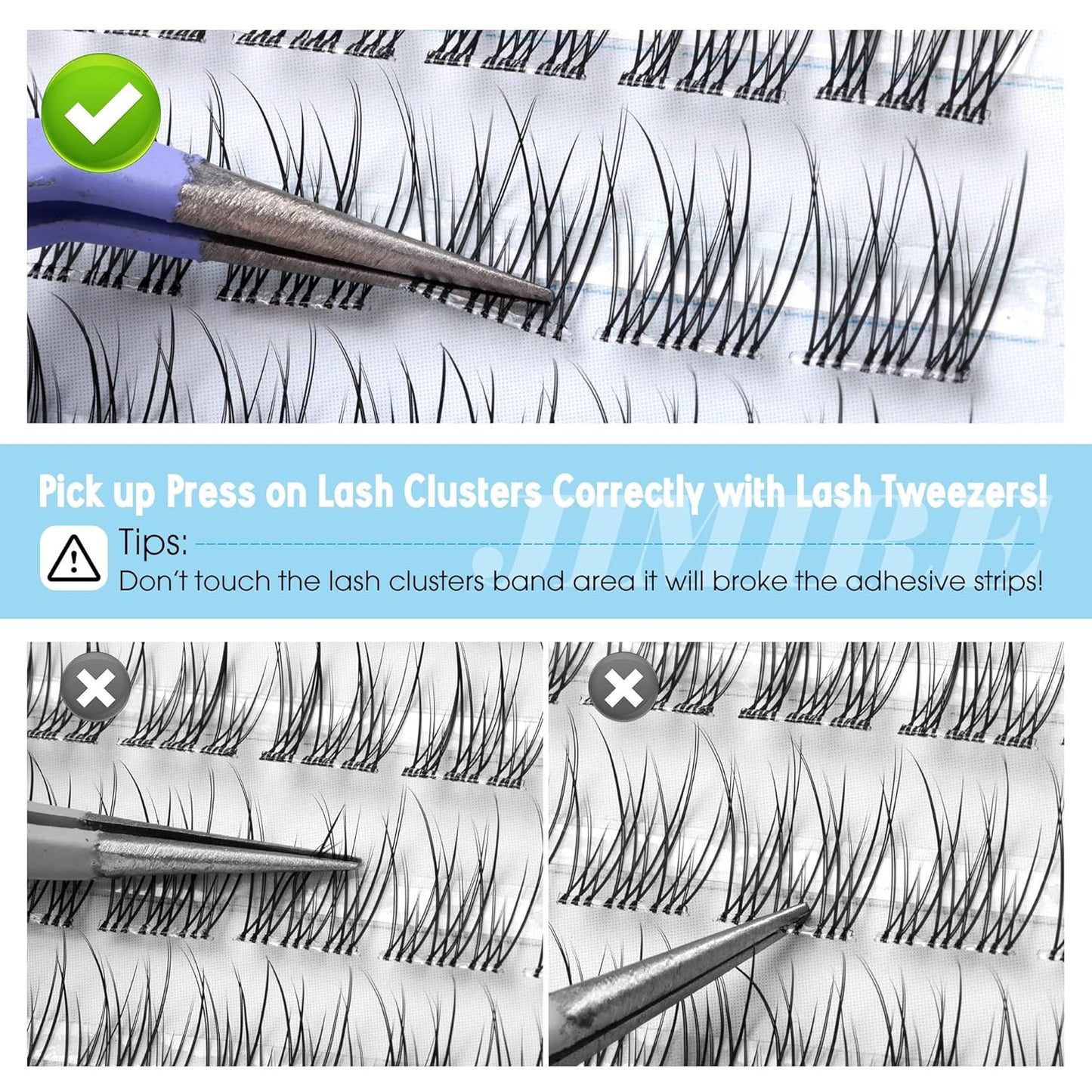 JIMIRE Natural Self Adhesive Eyelashes Wispy Pre Glued Lash Clusters No Glue Needed Press on Lashes Reusable Self Adhesive Lash Clusters Easy to Apply 9-12MM 108Pcs Pack