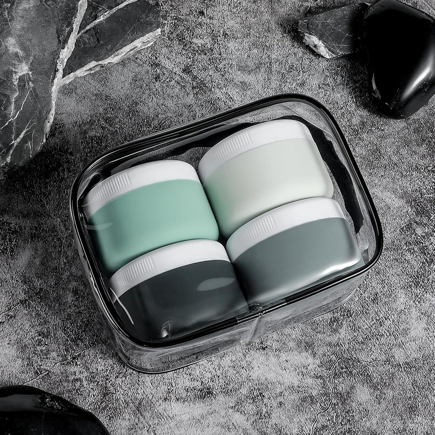 Travel Containers for Toiletries, Silicone Cream Jars BPA-Free, Leak-proof 3oz Travel Size Containers, Portable Size Silicone Jars with Lid for Cosmetic Face Hand Body Cream (4 Pack)