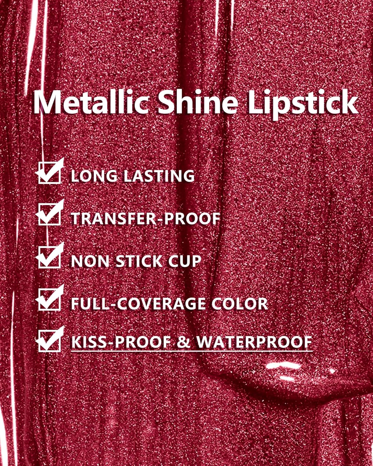 MAKI YIKA Dark Red Lipstick for Women Metallic Lipsticks Glitter Long Lasting Lipstick No Smudge No Transfer Liquid Pink Lip Gloss (BR011 Pure Envy)