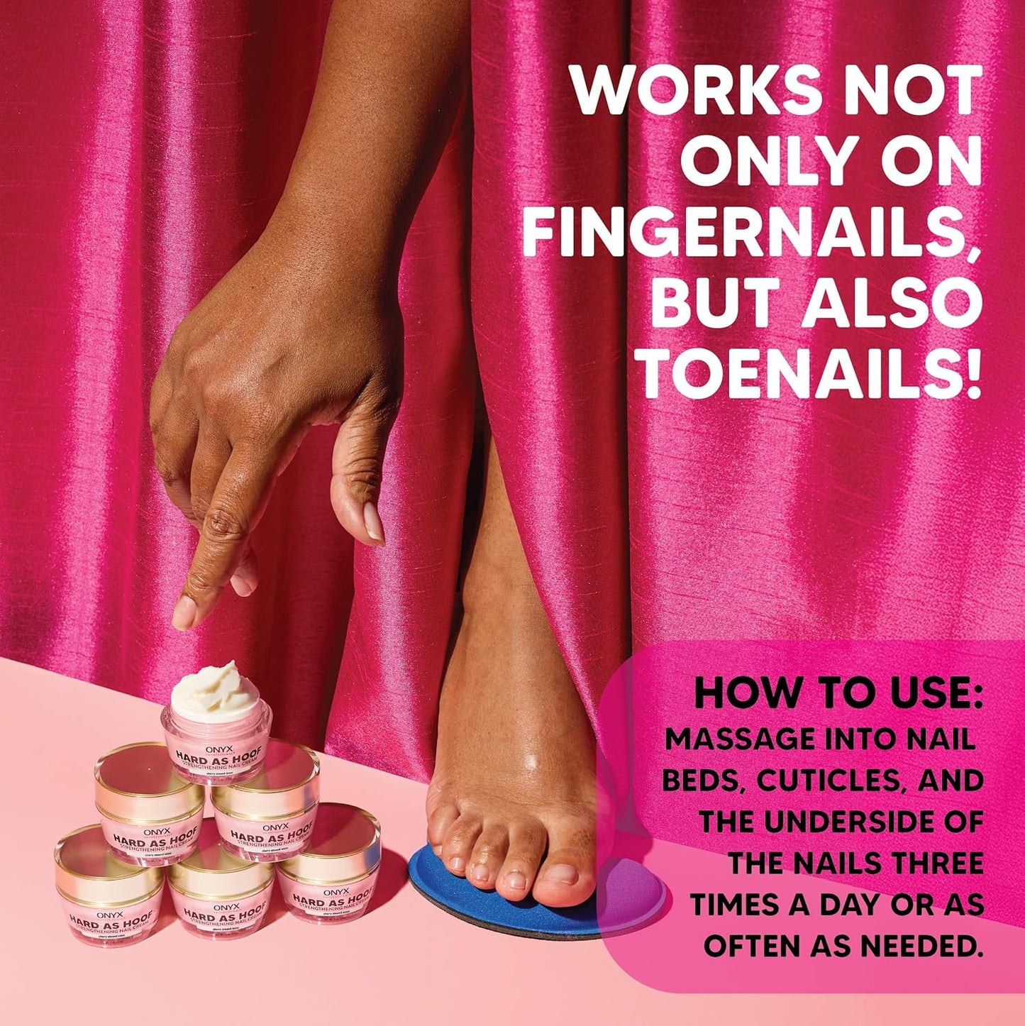 Onyx Professional Hard as Hoof Nail Strengthening Cream, Cherry Almond Scent - Made in USA, Nail Growth & Conditioning Cuticle Cream Stops Splits, Chips, Cracks & Strengthens Nails, 1 oz