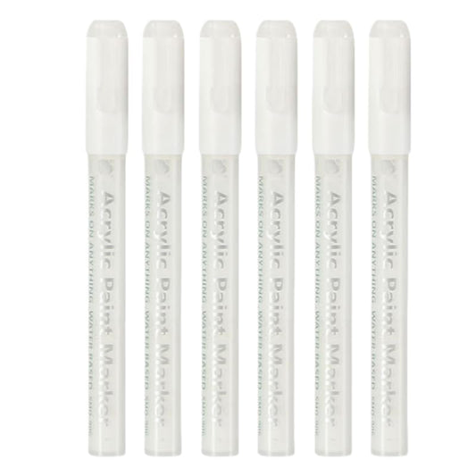 6 Pcs White Nail Polish Pens set, Nail Art Pen, Nail Pencil, DIY Drawing Painting Pen, for Nails DIY (6 White)