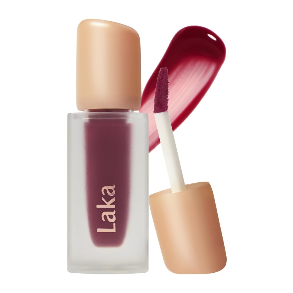 Laka Fruity Glam Tint, 4.5g/0.15 oz., Glowing Lip Stain with Wide Color Spectrum, Hydrating & Lightweight Texture, Long-Lasting Bold Stain, Non-Sticky, Vegan, K-Beauty (#115 Envy)