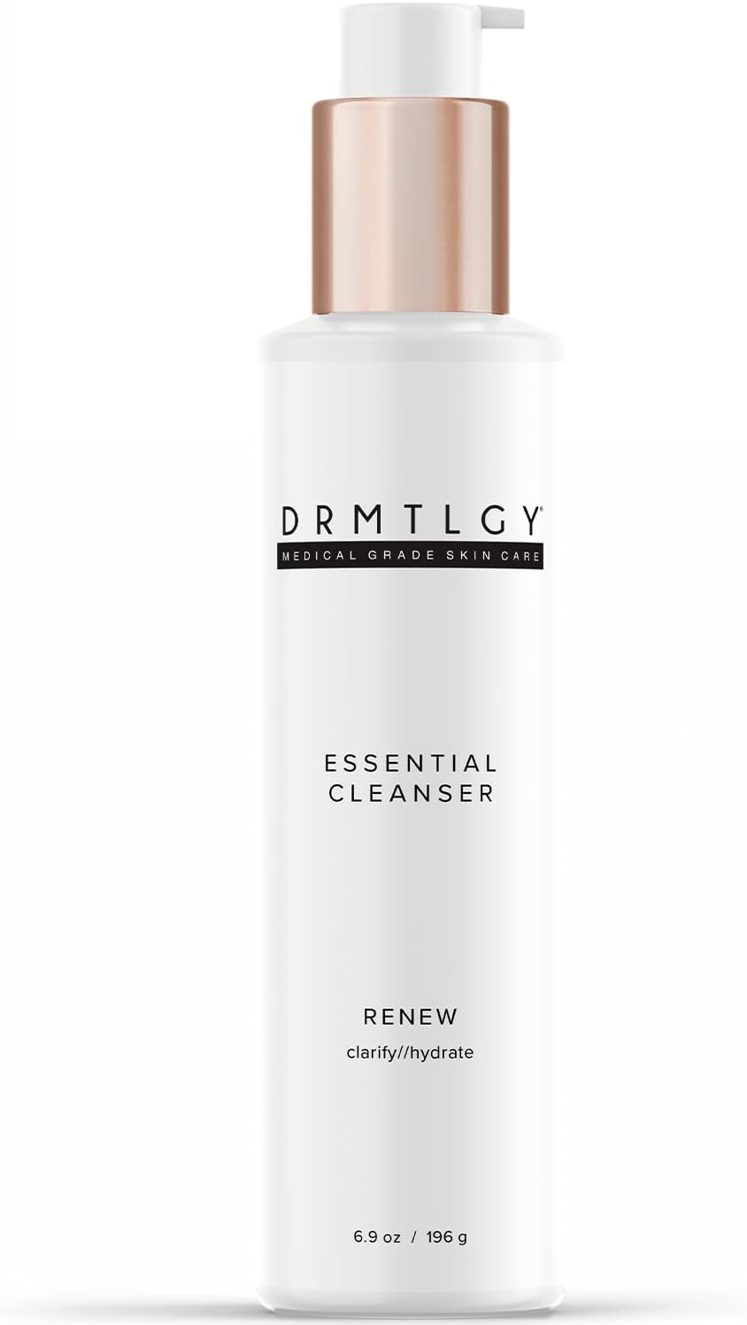 DRMTLGY Essential Facial Cleanser - Gentle Face Cleanser and Face Wash for Women and Men with Anti-Aging Peptides & Hyaluronic Acid. 6.9 fl oz
