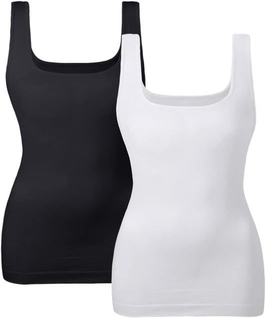 EUYZOU Women's Tummy Control Shapewear Tank Tops Seamless Square Neck Compression Tops Slimming Body Shaper Camisole