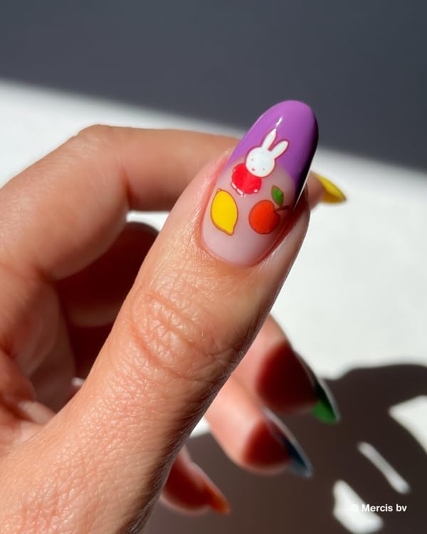 Miffy's Fresh Fruit Nail Stickers - Lightweight & Easy-to-Apply Nail Art with Trendy Designs - Durable & Long-Lasting Nail Stickers for Women, Ideal for DIY Manicures & Salon-Quality Nails