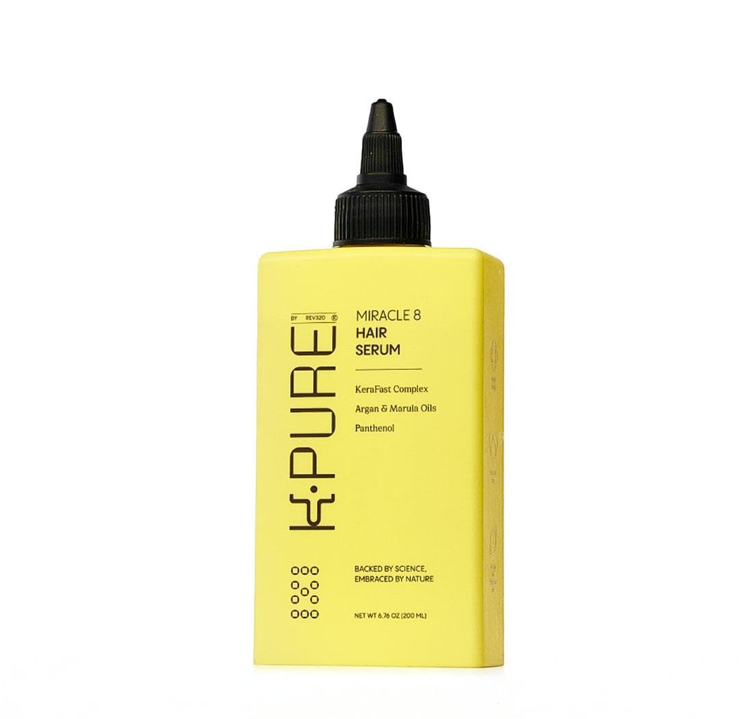 Miracle 8 Keratin Hair Serum by K-Pure, Instant Deep Conditioning Treatment, Sulfate & Paraben Free, Keratin & Argan Oil Growth Formula for Repairing Dry, Damaged Hair, Frizz Control, & Lasting Shine