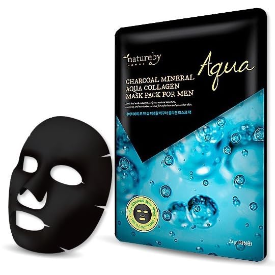 Charcoal Mineral Mask Pack for Men, Korean Skincare Face Wrinkle Treatmen Mask Sheets, Men's Skin Care Sets, Travel Essentials & Gift Sets for Men (Aqua Collagen, Pack of 10pcs)