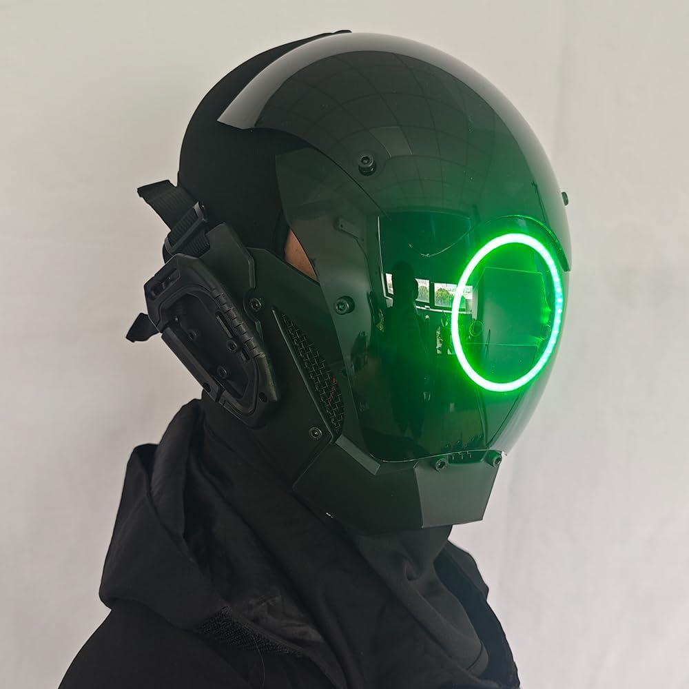 KYEDAY Punk Mask Cosplay for Men, LED Round Light Mask for Women Cosplay Halloween Fit Party Music Festival Accessories