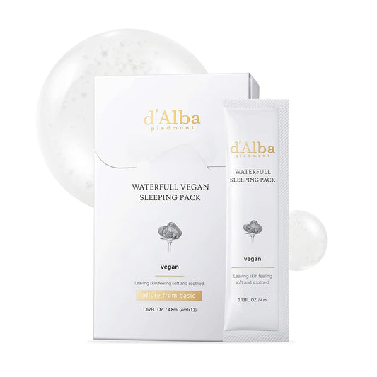 d'alba Piedmont Italian White Truffle Waterfull Vegan Sleeping Pack, Non Wash-off Overnight Face Mask, Portable Gel-type for moisture retention, Safe for sensitive skin, Korean Skin Care