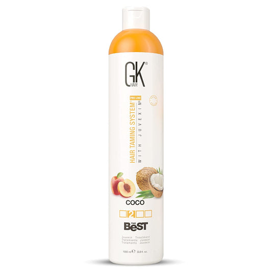 GK HAIR Global Keratin The Best COCO (33.8 Fl Oz/1000ml) Smoothing Keratin Hair Treatment - Professional Brazilian Complex Blowout Straightening For Silky Smooth & Frizz Free Hair