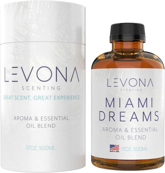 Levona Scent Essential Oils for Diffusers for Home: Miami Dreams Hotel & Home Luxury Scents Fragrance Oil - Aroma Oil with Notes of Bergamot Oil & Pine Essential Oil -500 Ml Scented Oils for Diffuser