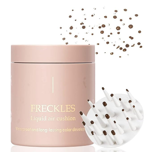 Erinde Upgrade Liquid Freckle Pen, Fake Freckles Stamp Air Cushion, Long Lasting Waterproof Quick Dry Lifelike Freckles Marker Makeup, Magic Freckle Stamp for Natural Sunkissed Makeup, 01 Saddle Brown