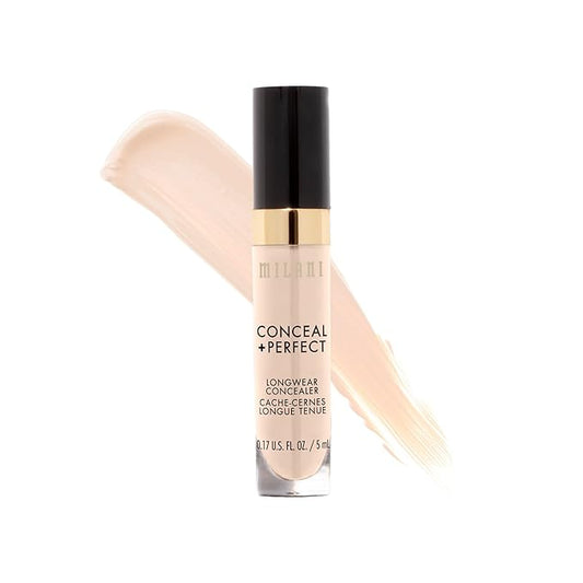Milani Conceal + Perfect Longwear Concealer - Pure Ivory (0.17 Fl. Oz.) Vegan, Cruelty-Free Liquid Concealer - Cover Dark Circles, Blemishes & Skin Imperfections for Long-Lasting Wear