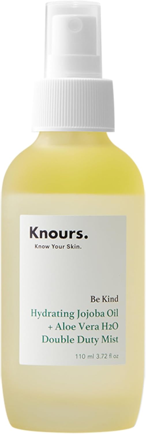 Knours Korean Cycle-Conscious 3 M's Hydrating Jojoba Oil + Aloe Vera H2O | Knours Be Kind Face Mist Spray | Vegan Squalane | Dry, Sensitive Skin | for Redness | EWG Verified |110ml/3.72oz