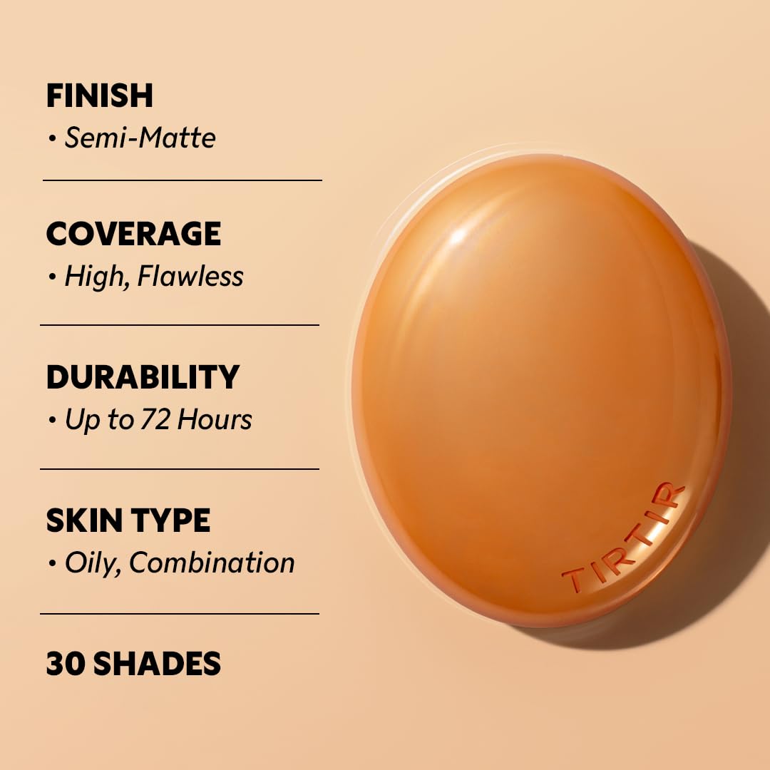 [*Mini Size*] TIRTIR Mask Fit Ai Filter Cushion Foundation | AI-Like Semi-Matte Finish - Up to 72-Hour Medium to Full Coverage Korean BB Cushion Make up Beauty, #34W Toffee, 0.15 Fl Oz
