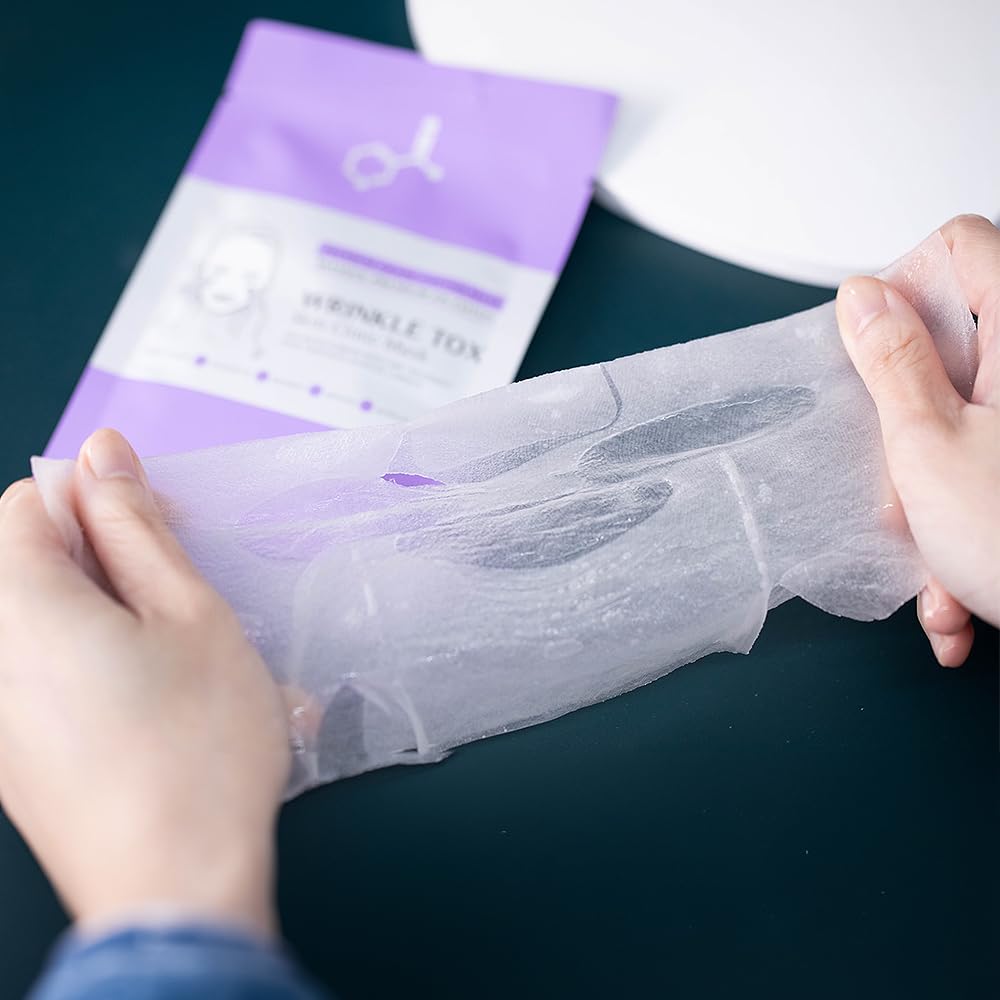 Leaders Insolution Wrinkle Tox Skin Clinic Mask | Adenosine-Infused Anti-Aging Facial Sheet for Fine Lines, Wrinkles, and Firmness | Premium Grade Cotton, Collagen Boosting (10 Sheets)
