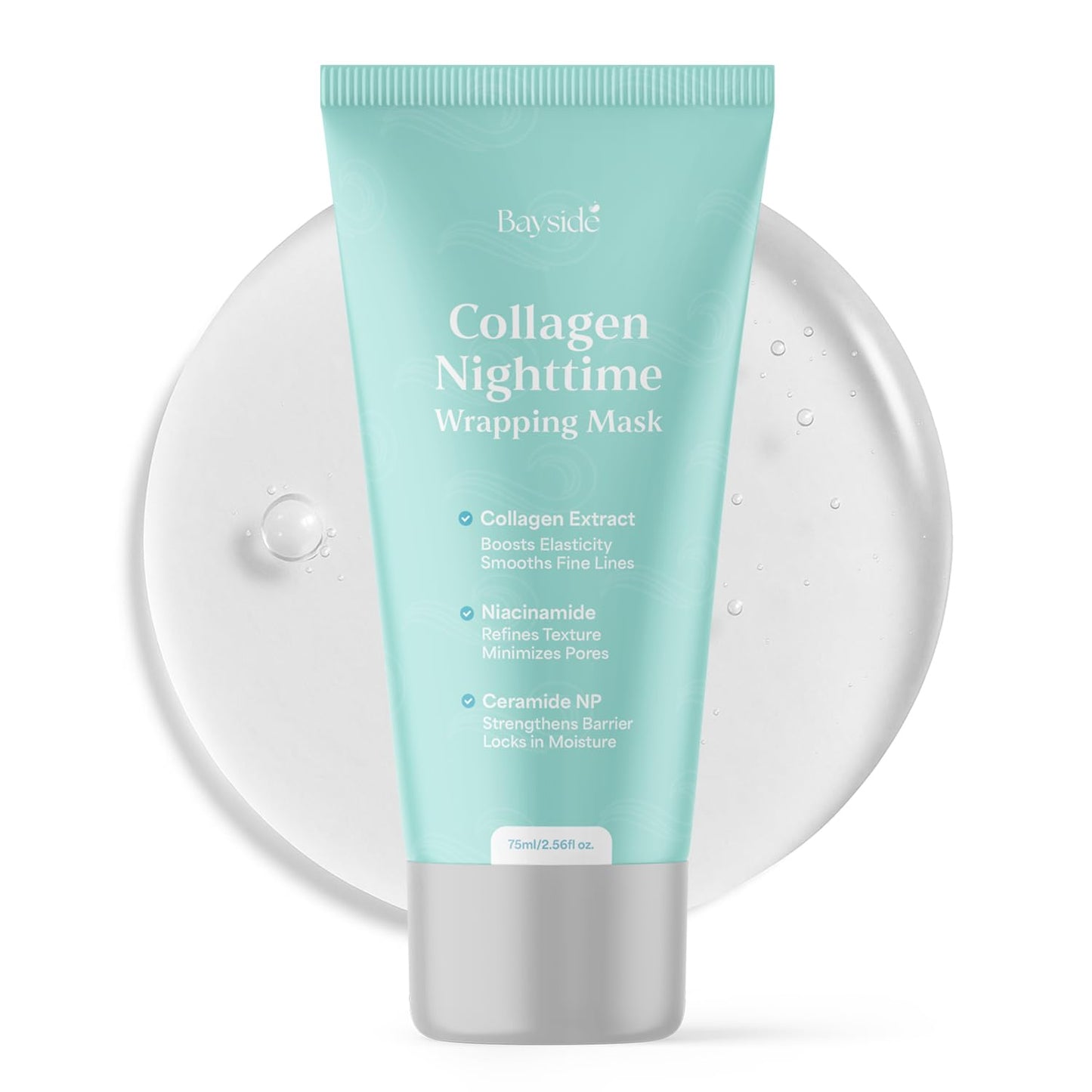 Bayside Collagen Nighttime Wrapping Mask | Overnight Face Mask with Collagen, Niacinamide & Ceramide NP | Hydrating Peel Off Face Mask for Firm, Smooth & Radiant Skin | Facial Skincare for Women, 75ml