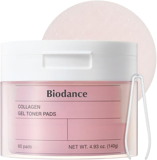 Biodance Collagen Gel Toner Pads, Pore Minimizer for Face, Improving Elasticity, Gentle Exfoliating Toner Pads for Sensitive Skin, Korean Skincareㅣ4.93 fl.oz.(140g)*60Pads