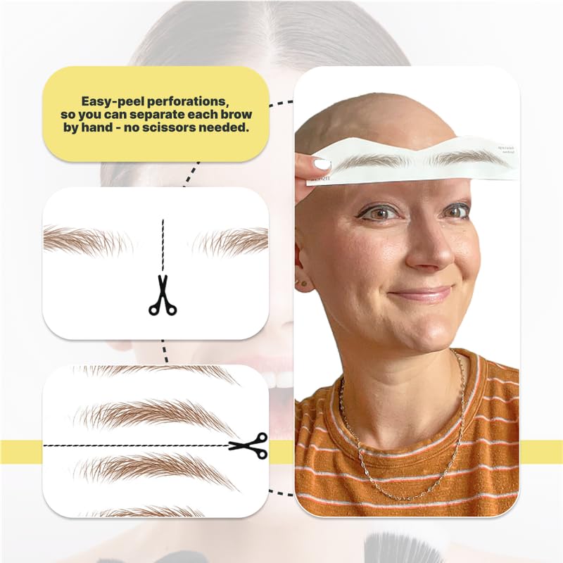 20 Pairs Medium Brown Temporary Eyebrow Tattoos, Waterproof and Smudge-Proof Medium Everyday Style Realistic Eyebrow Stickers for Men & Women, Easy to Apply, Won't Work on Existing Brows