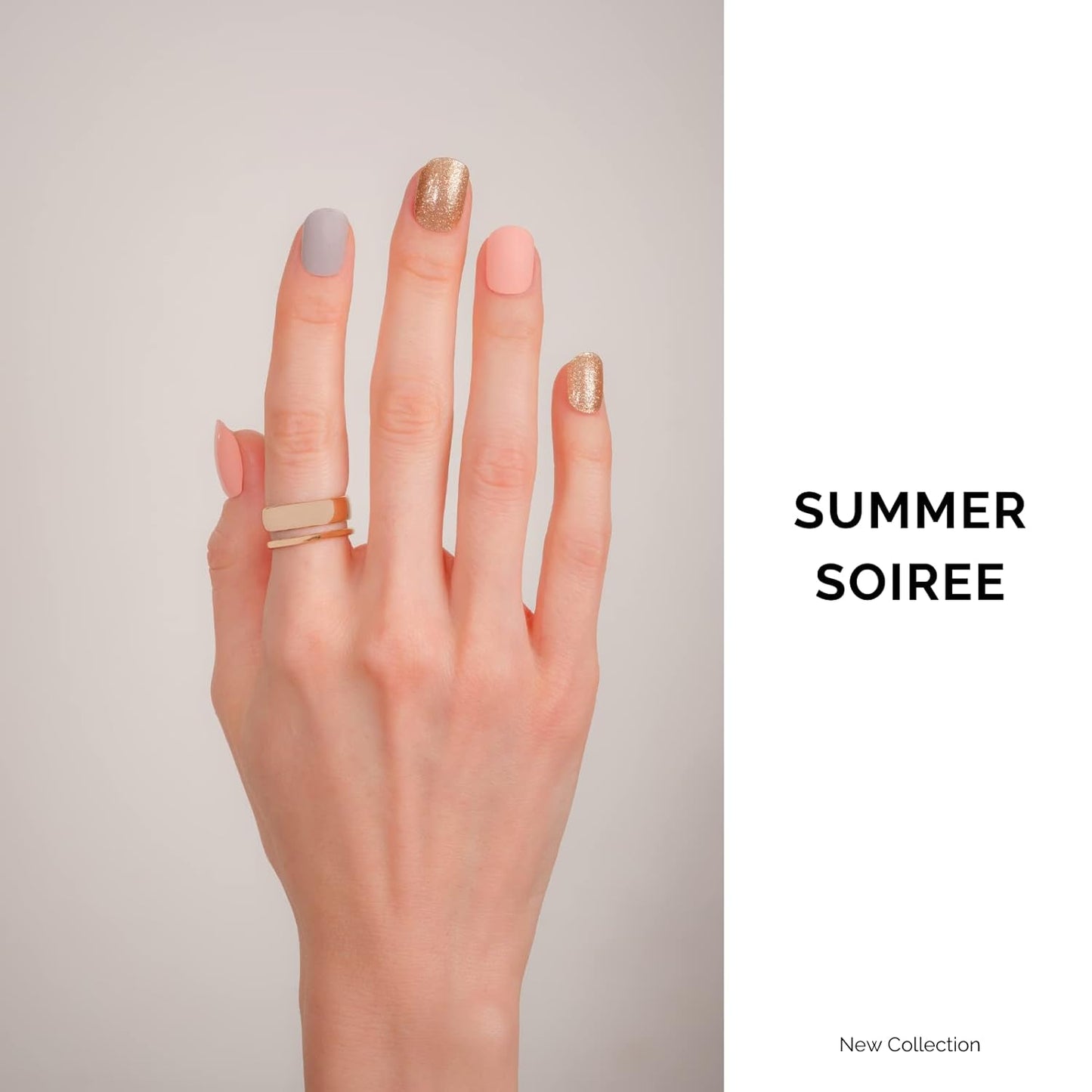 NAILOG Semi Cured Gel Nail Strips 34 pcs, Buy 2 Get 1 UV Lamp, Salon-Quality Gel Nail Stickers, Semicured Nail Wraps with Soft Gel Finish | Summer Soiree