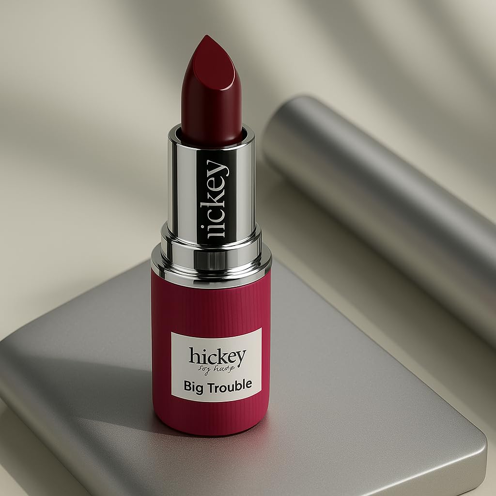 Hickey Lipstick Big Trouble Berry Wine Lipstick Refill - Hydrating & Moisturizing Shade, Lip Color for Women, Berry Lipstick Long Lasting, Gluten-Free & Vegan with Highly Pigmented