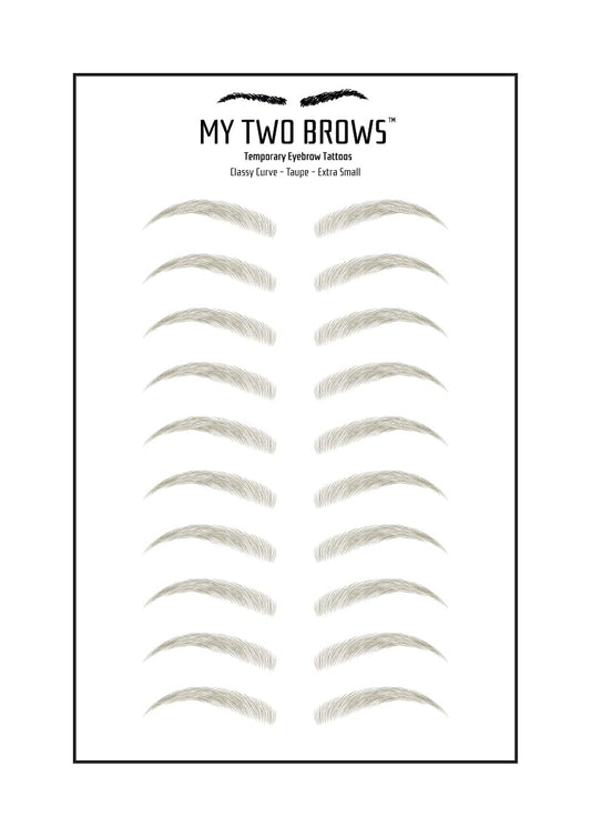 (10 pairs) Taupe Temporary Eyebrow Tattoo - Extra Small Size - Waterproof & Smudgeproof - Classy Curve Style Eyebrow Stickers - Sheet Lasts up to 30 Days - Won't Work on Existing Brows