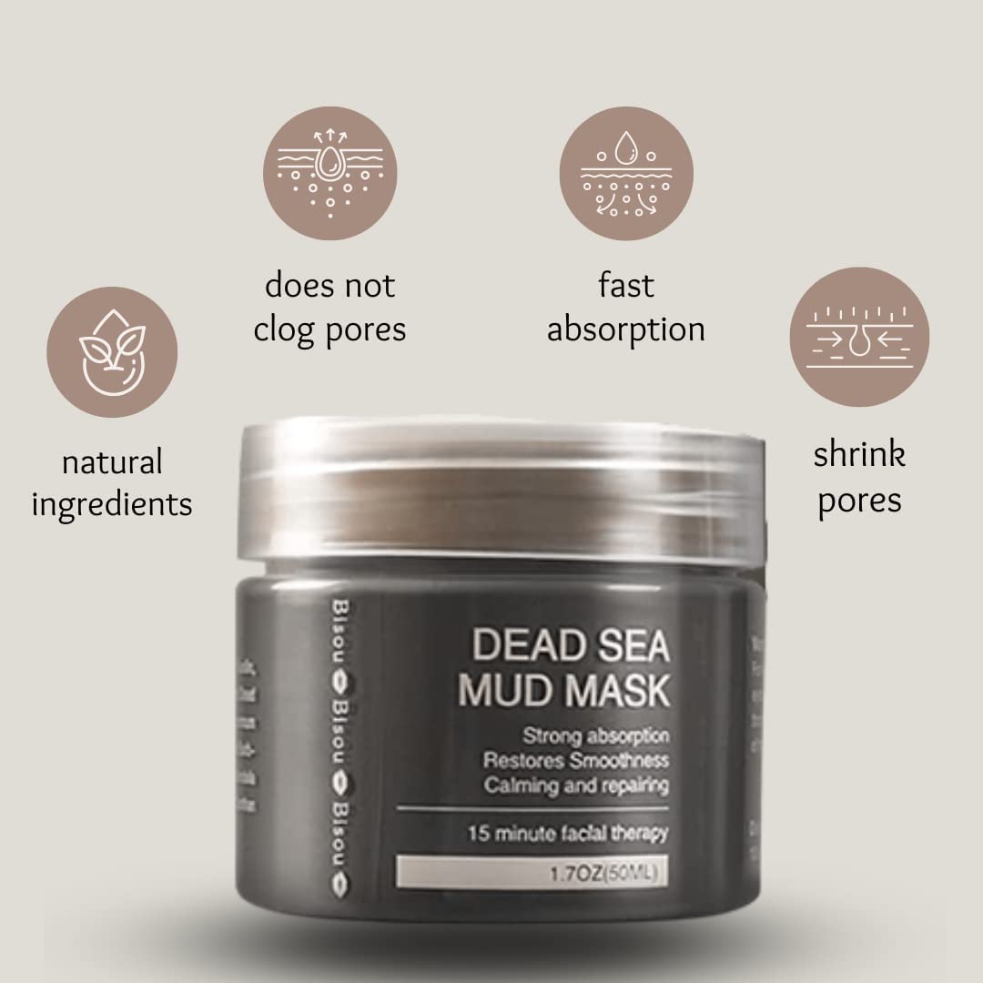 Clay, Dead Sea Mud & Charcoal Gel Face Mask Trio With Applicator, Deep cleansing Clay and Mask Applicator, Facial Therapy PH Balanced Hypo-allergenic