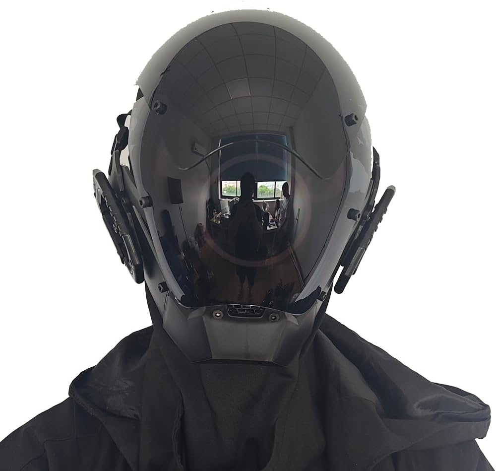 KYEDAY Punk Mask Cosplay for Men, LED Round Light Mask for Women Cosplay Halloween Fit Party Music Festival Accessories