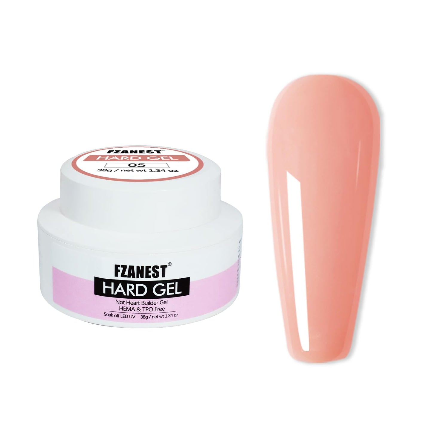 FZANEST Heat-Free Builder Nail Hard Gel For Nails Extension Sculpting Overlay Cool Nude Hema TPO-Free UV LED Gel Soak Off #05