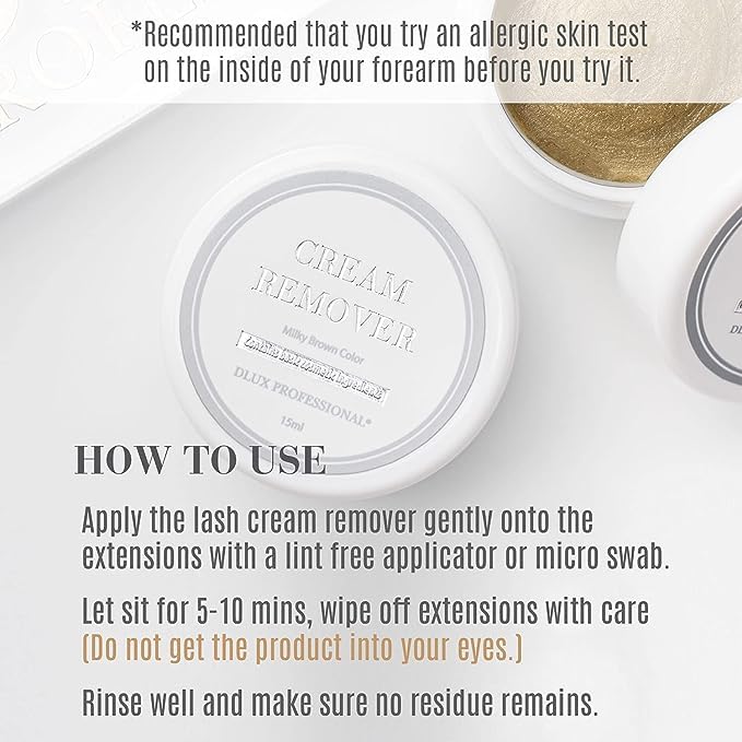 Eyelash Extensions Cream Glue Remover - 15ml, Natural Pigment, Professional Eyelashes Extensions Adhesive Remover Cream Type, Fast Dissolution, Eyelash Extension Supplies, Oatmeal Color