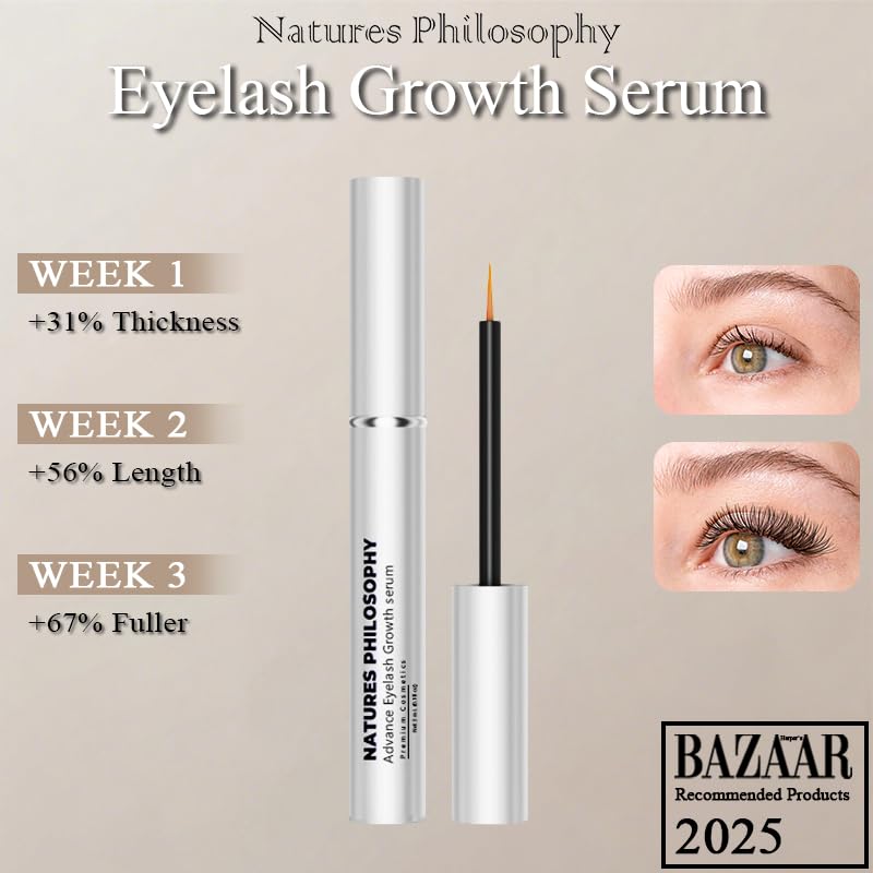 NP NATURES PHILOSOPHY Lash Brow growth serum, Prostaglandin-Free Eyelash Serum for Thicker Longer Fuller Natural Lashes, Peptide Eyelash Eyebrow Enhancing Serum - Sérum De Pestañas Crecimiento 3ml