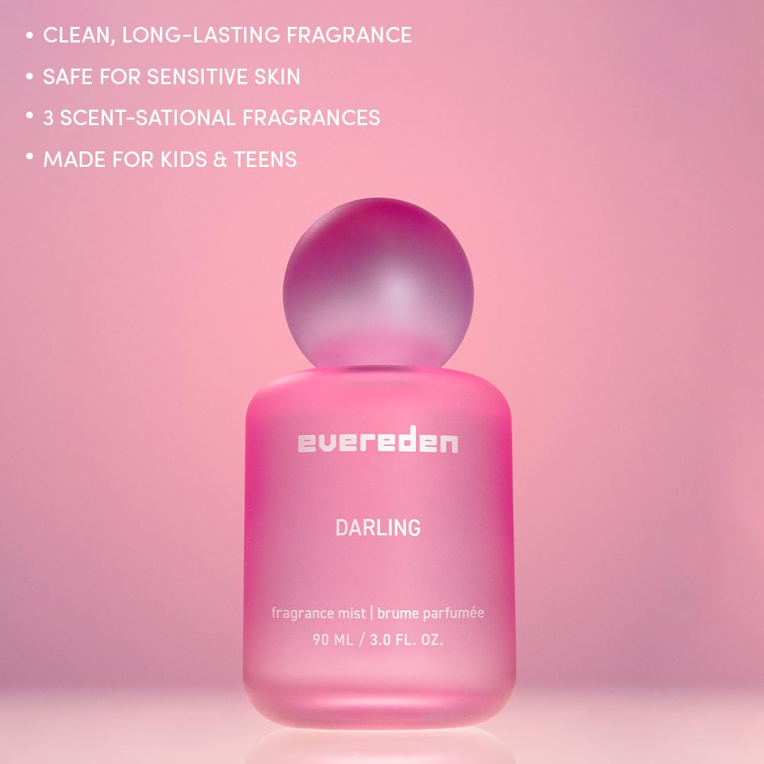 Evereden Fragrance Hair and Body Mist - Darling: Clean and Vegan Collectible Hair and Body Spray for Teen Girls - Amplify Your Self Expression with Iconic Scents in Aesthetic Bottles