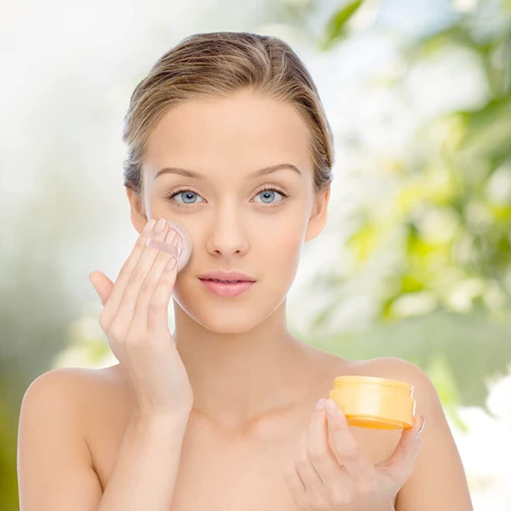 10pcs Powder Puff Cotton Cosmetic Face Makeup Powder Puffs Pads with Ribbon for Loose and Foundation 2.36 inch. (Pink)