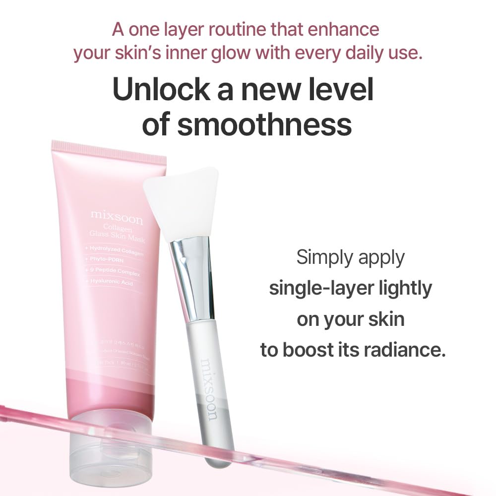 mixsoon Collagen Glass Skin Mask Peel off Facial Packs 2.71 Fl. Oz. / 80ml Collagen Wrapping Hydrating, Glow, Moisturizer For Korean Glass Skin Care