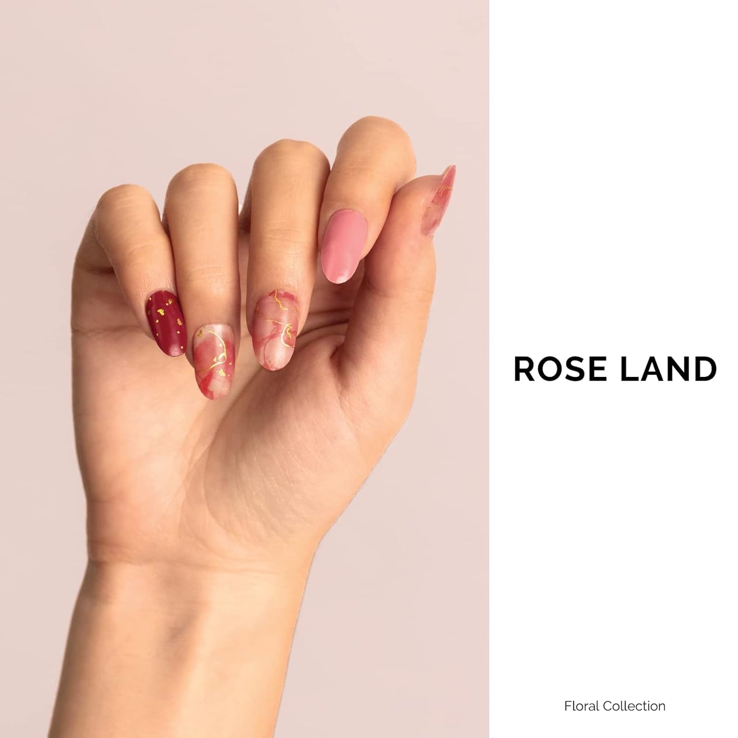 Nailog Semi Cured Gel Nail Strips 34 pcs | Long Lasting Nail Polish Sticker Wraps with Glossy Gel Finish | Rose Cloud