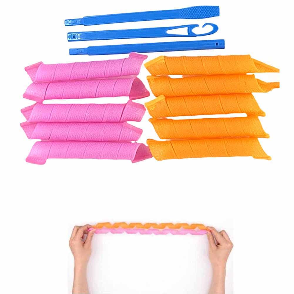 Heatless Hair Curling Set Magic No Heat Spiral Hair Curls Portable DIY Rollers Styling Kit Durable Beauty Makeup(10pcs*19.7in)