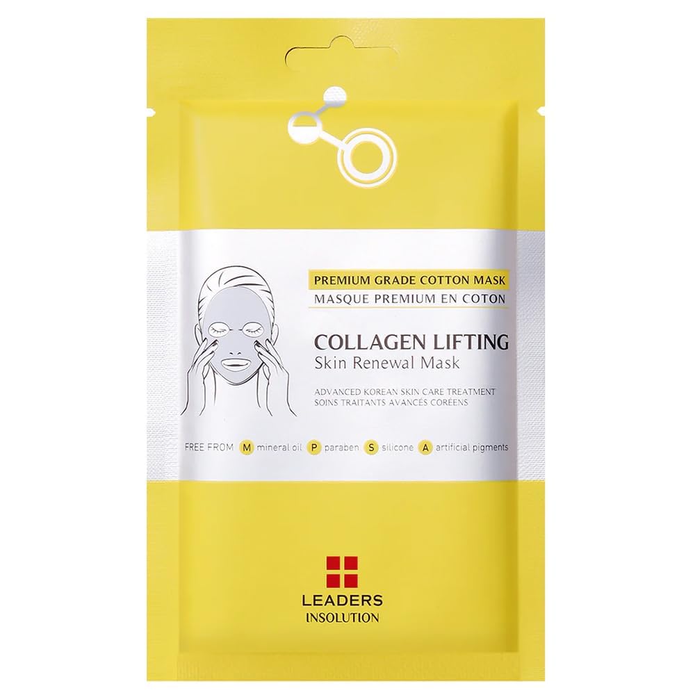 Leaders Insolution Collagen Lifting Skin Renewal Mask | Marine Collagen for Firmness and Elasticity Anti-Wrinkle, Sculpting Facial Sheet | Hydrating Serum for Smooth Skin (5 Sheets)