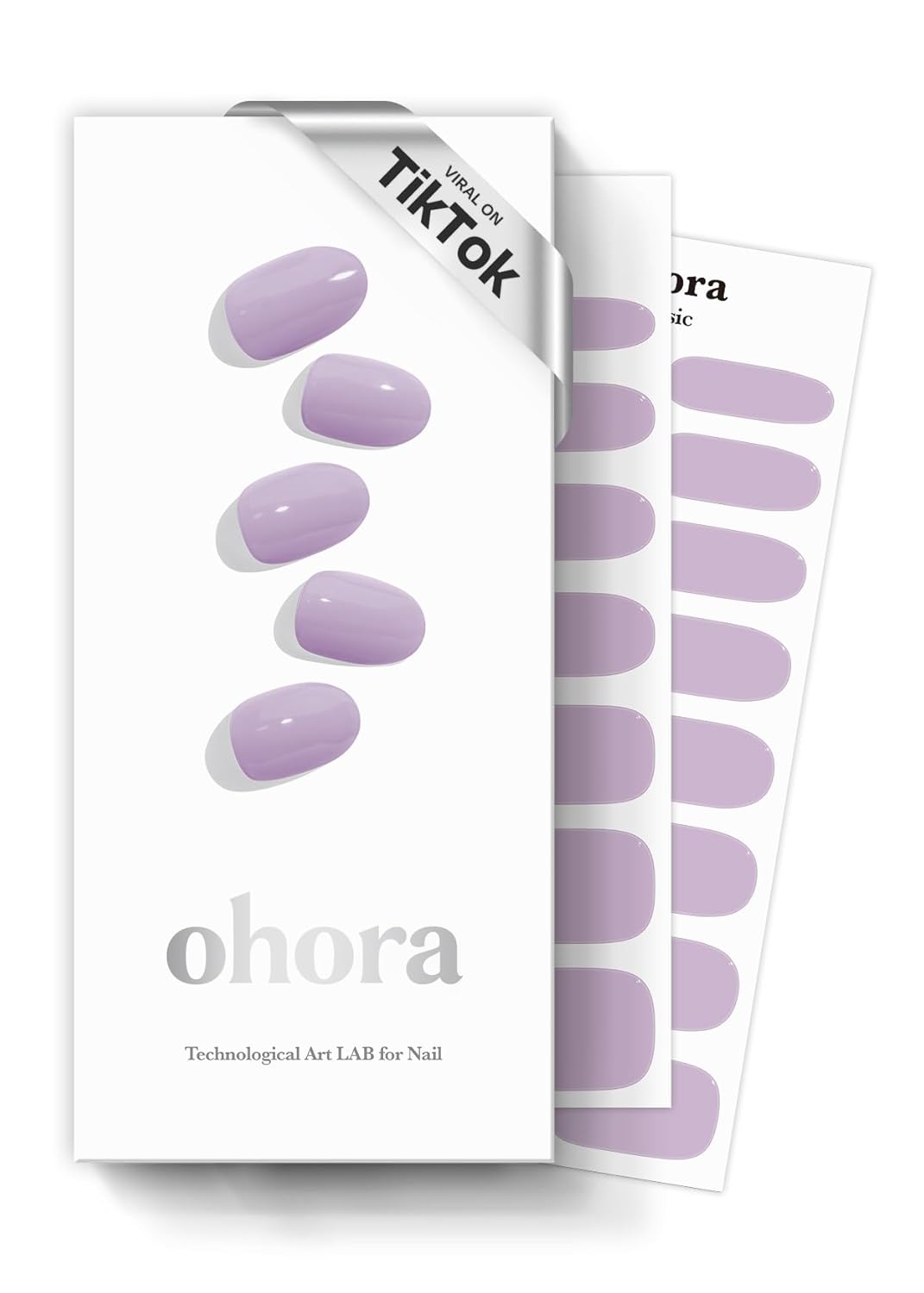 ohora Semi Cured Gel Nail Strips (N Blueberry Jam) - Purple, Solid, Works with Any UV/LED Lamps, Salon-Quality, Long Lasting, Easy to Apply & Remove - Includes 2 Prep Pads, Nail File & Wooden Stick