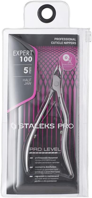STALEKS PRO Expert 100 5mm Professional Cuticle Nippers – Stainless Steel Skin Nippers for Manicure
