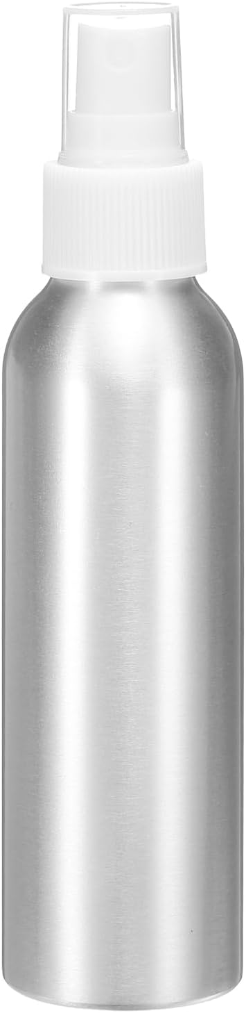 HARFINGTON Aluminum Fine Mist Spray Bottles 120ml/4oz Metal Small Liquid Alcohol Refillable Travel Container with White Plastic Nozzle Cap for Perfume Skincare Cosmetic Storage Bottle