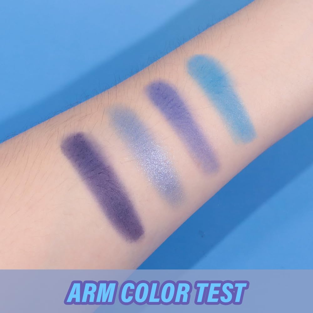 Navy Blue 4Colors Eyeshadow Makeup Palette,Royal Blue Natural Neutral Powde Eye Shadow Palettes for Older Women,Long Lasting Naturing-Looking,Lightweight,Waterproof,Eye Makeup Kit Travel Size,Vegan