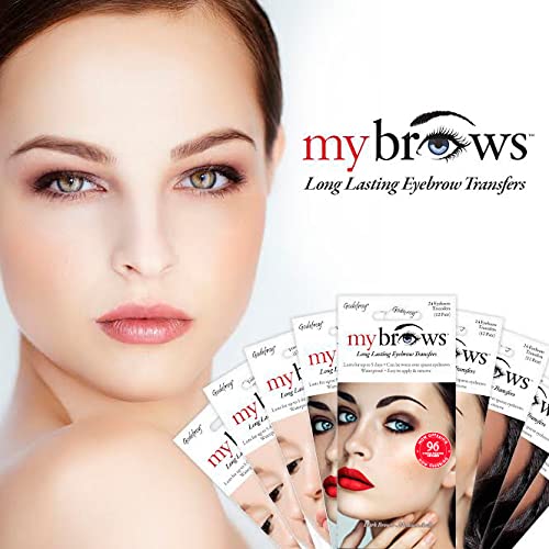 Godefroy MyBrows Long Lasting Eyebrow Transfers, Low Arch, Light Brown, 48-Pairs of Brows (96 Individual transfers)