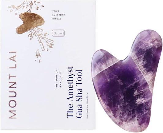 Mount Lai Amethyst Gua Sha Facial Tool – The Stone of Inner Clarity – 100% Genuine Amethyst Stone Face Sculpting Tool for Lymphatic Drainage, Puffiness Reduction & Confident Radiance
