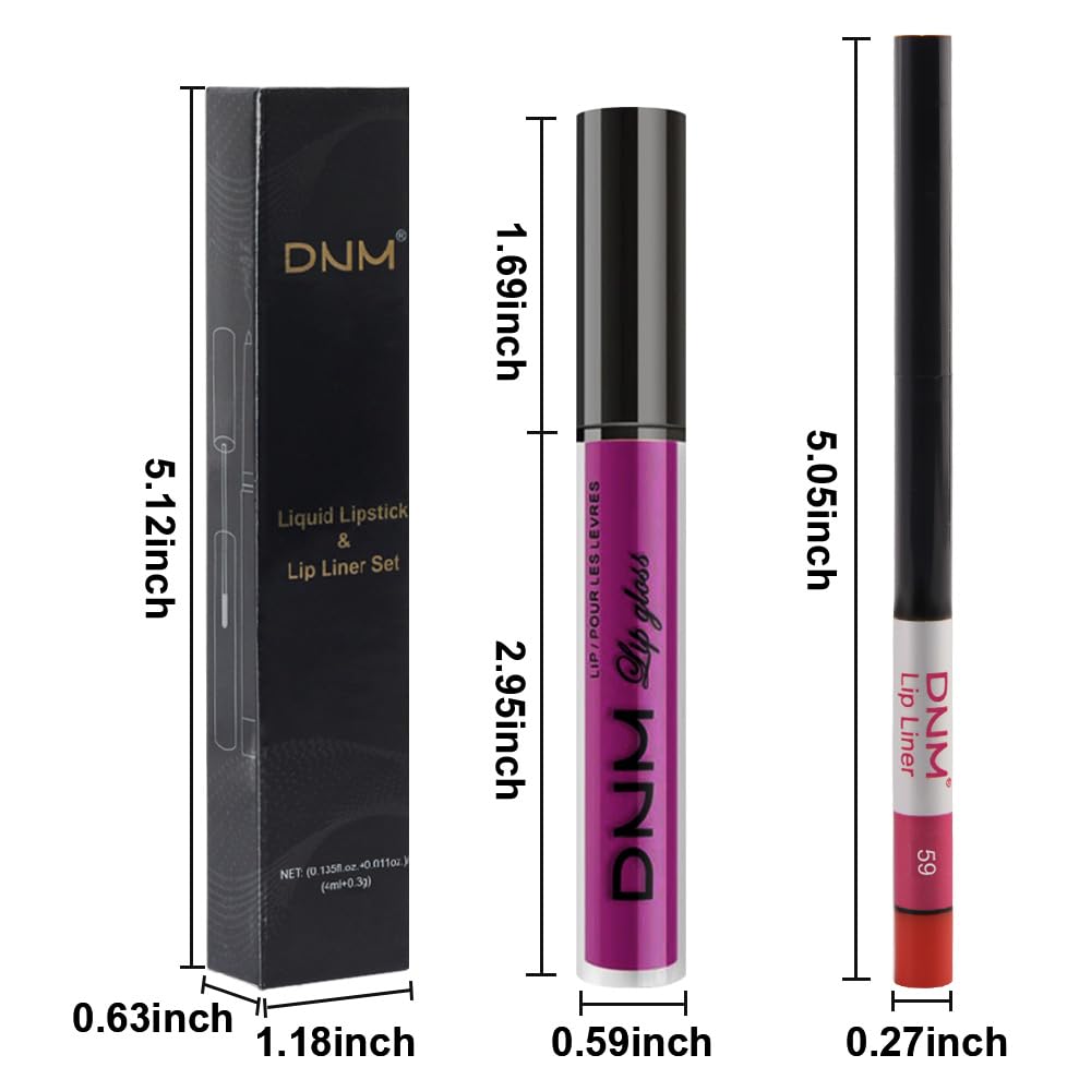 evpct 2Pcs Fuchsia Red Matte Lip Liner and Lipstick Combo Set for Women, Fuchsia Lip Combo Set Liquid Lips Stick Gloss and Lipliner Stains Set Long Lasting Waterproof, Lips Makeup 24 Hours originales