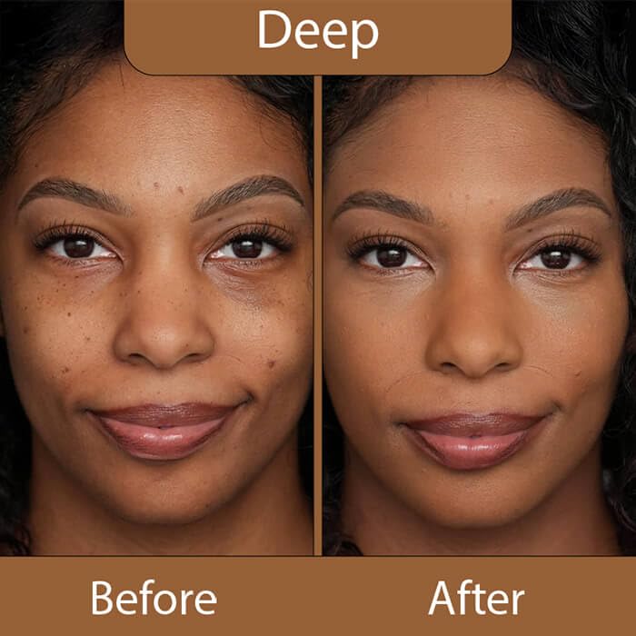 LUMINESS Silk Airbrush Spray Foundation & Buffing Brush Kit – Full Coverage Foundation & Dual-Sided Buffing Brush - Buildable Coverage, Anti-Aging Formula Hydrates & Moisturizes (Shade - Deep)