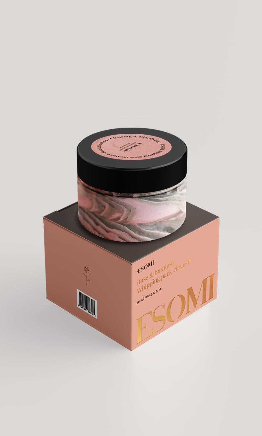 ESOMI Rose and Bamboo Whipping Pack Cleanser 3.72 fl oz – 3-in-1 Makeup Remover, Deep Cleanser & Soothing Mask, Rose Water, Bamboo Charcoal, Vitamins E & K