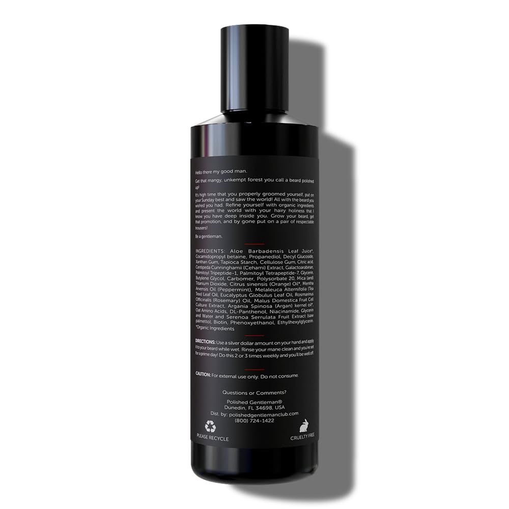 Refreshing Beard Shampoo and Face Wash with Peppermint Tea Tree and Argan Oil - for Thicker and Softer Beard (4oz)