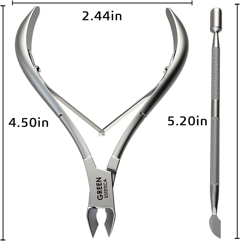 Professional Cuticle Trimmer with Cuticle Pusher Nail Cuticle Remover Nipper Silver Stainless Steel Sharp Blades Manicure Tools with Double Spring Nail Care Pedicure Nail Tools Home Spa (Silver)